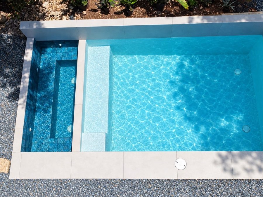Piscina Cielo Mar con jacuzzi integrado, vista aérea